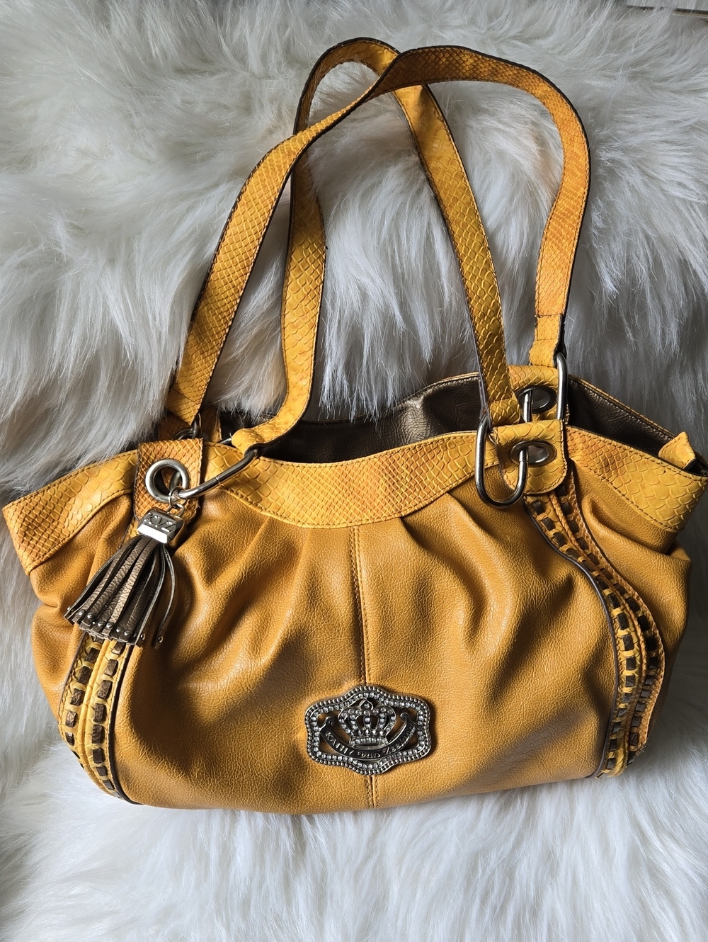 Kathy Van Zeeland Yellow Faux Leather Bag